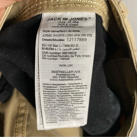 Jack & Jones Men's Tan Khaki Anti Fit Button Fly Shorts - Picture 4 of 12